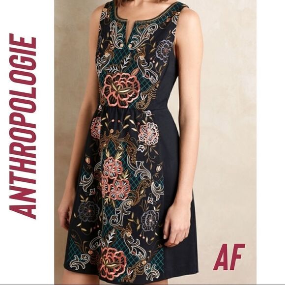 Anthropologie Embroidered Perennial Dress New Size 4 - Picture 2 of 13